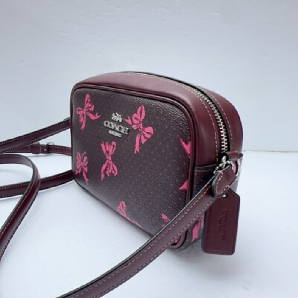 Coach Mini Jamie Camera Bag In Signature Canvas With Bow Print Purses Womens - Picture 3 of 15